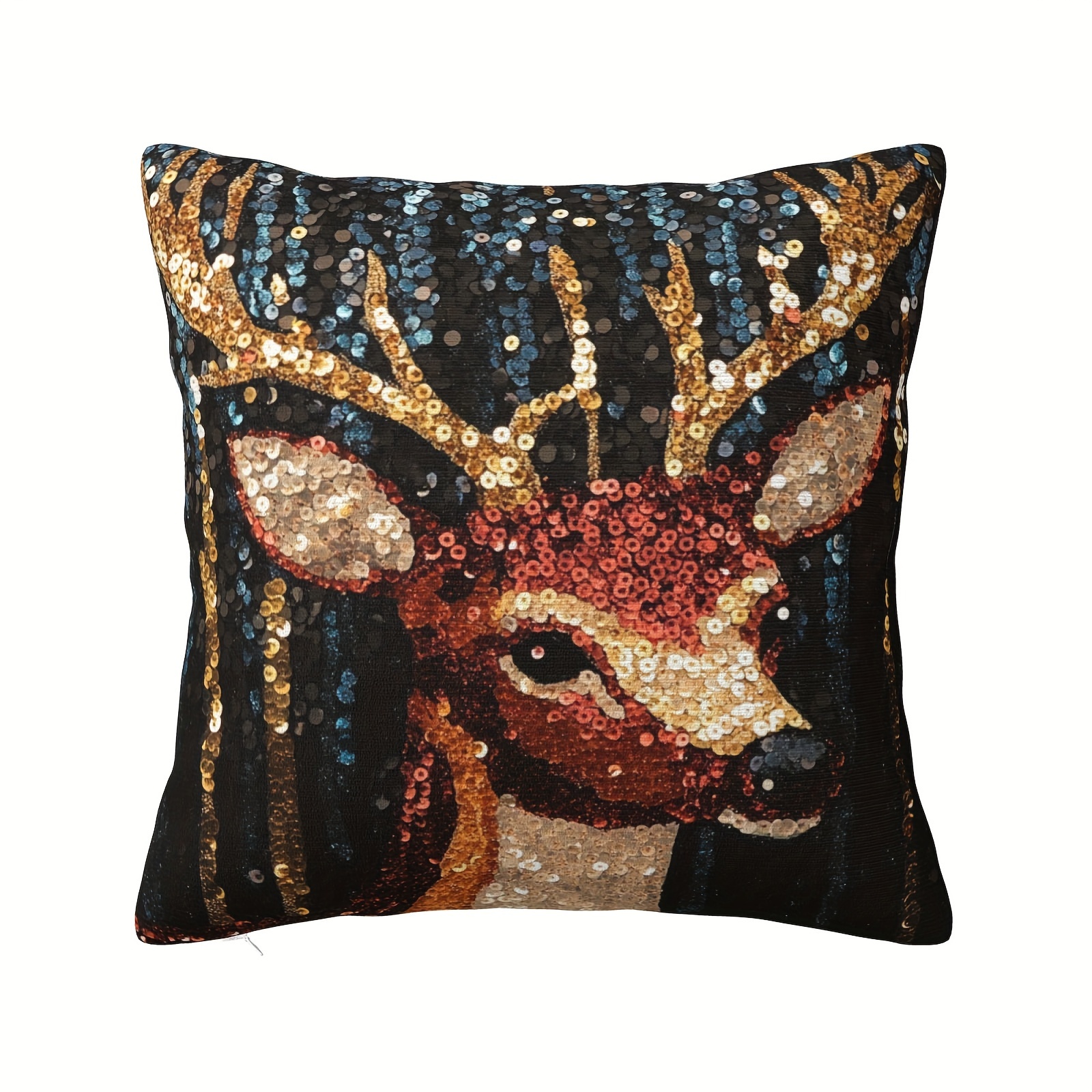 

Christmas Elk 18x18" - , Zip , Washable For Sofa & Bed Decor ( Not Included)