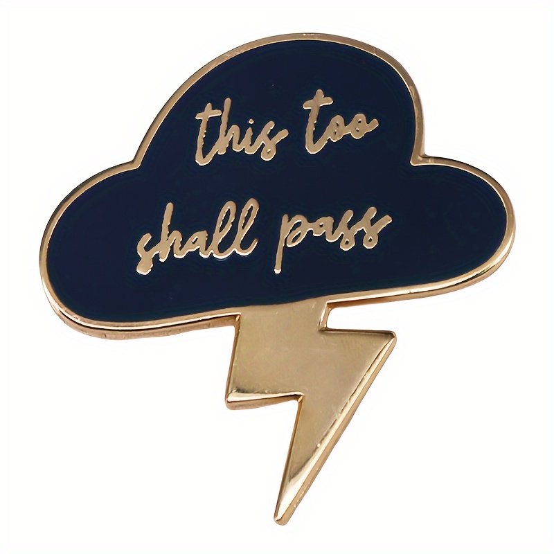 

Fbaby "this Too Pass" Inspirational & Lightning Bolt Enamel Pin - Funky Golden- Motivational Badge, Perfect Gift Accessory