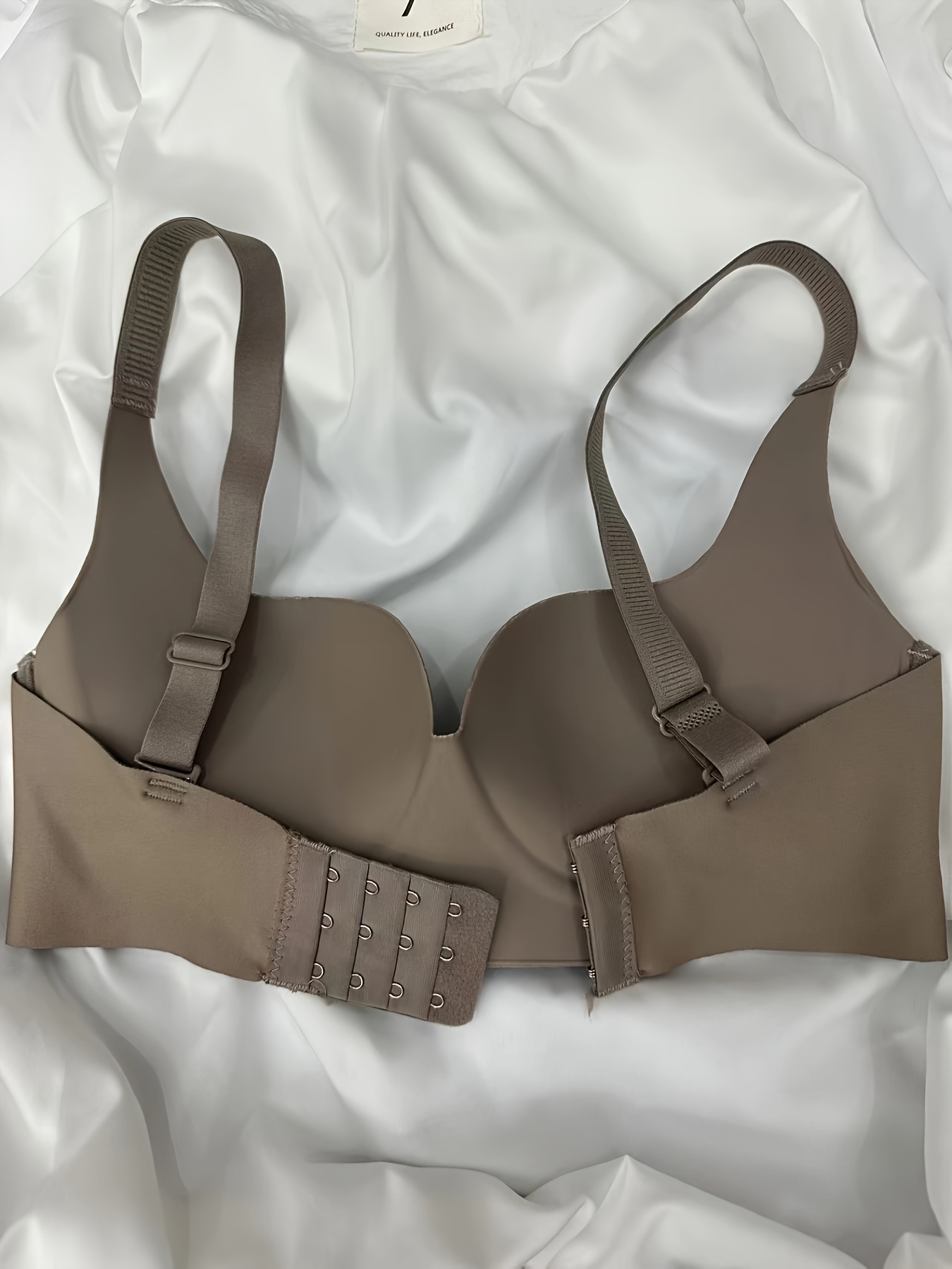 Seamless Nylon Push-Up Bra for Women - Comfortable & Breathable, Full Coverage Support with Cut-Out Detail, No Underwire, Hand Washable - Elegant Beige, Plus Size Bra