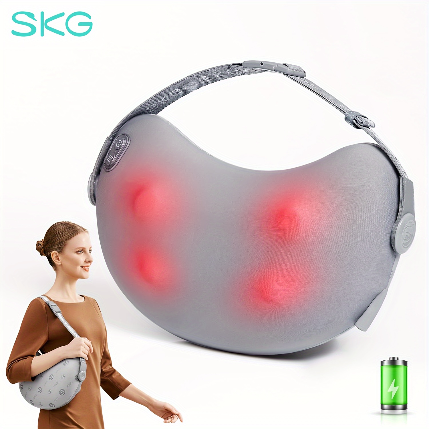 

Skg T1-2 Pro Shiatsu Back Massager With Heat Cordless Back And Neck Massager For Deep Tissue 4d Kneading Massage Pillow For Upper And Lower Back Gifts For Men Women
