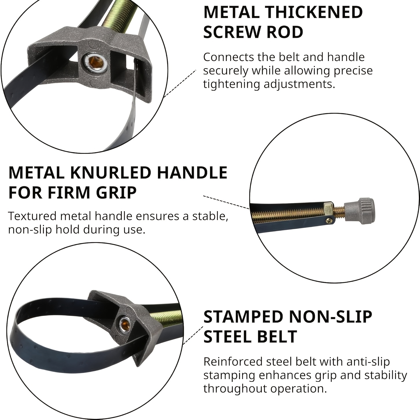 car auto filter tool strap wrench diameter adjustable 60mm to 120mm universal removal tools suction tweezers replacement tips strap wrench Product details 1