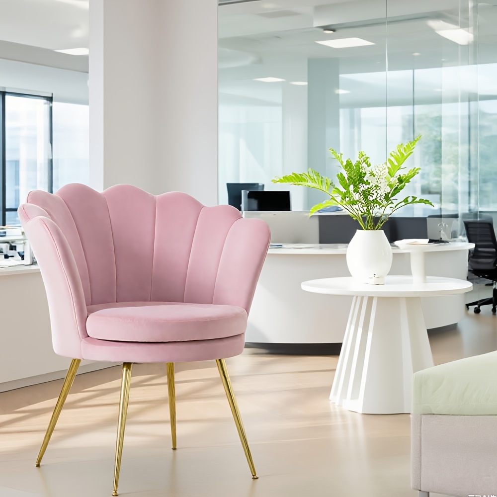 1pc Office Reception Chair, Velvet And - Metal Frame, Stylish Chair, Perfect For Office Reception Chair | Business Reception Chair | Office Chair | Elegant Backrest Design