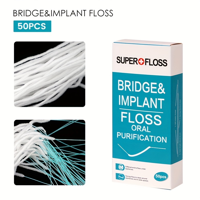 50pcs set of expandable dental floss super flosser for deep cleaning between teeth disposable nylon dental floss with white tassel design can     oral hygiene teeth cleaning tool