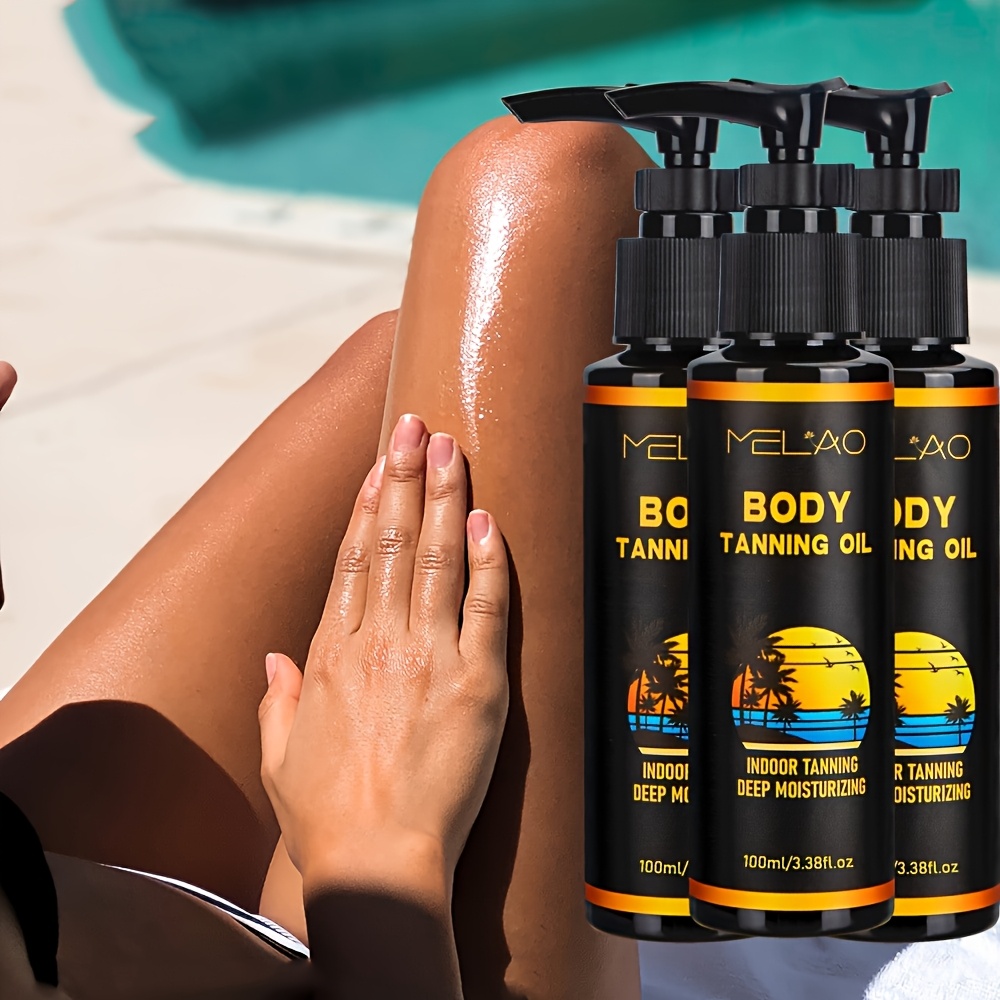 Image of 3pcs Melao Body Tanning Oil Tan Boosting & Ultra Moisturizing, , Summer Beach Tanning, Unisex Body Care