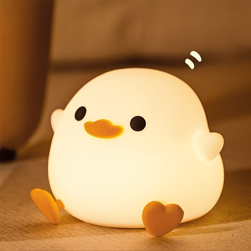 

Cute Duck Night Light, Animal Silicone Nursery Rechargeable Dimmable Table Lamp, Bedside Lamp With Touch Sensor For Bedrooms, Led Squishy Night Light Kawaii Room Desk Decors