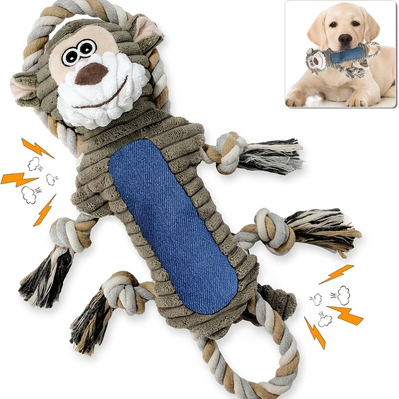 TEMU Interactive Squeaky Monkey Dog Toy, Plush Chew Toy With String, Non-battery Operated, For All Breed Sizes, Ideal Gift