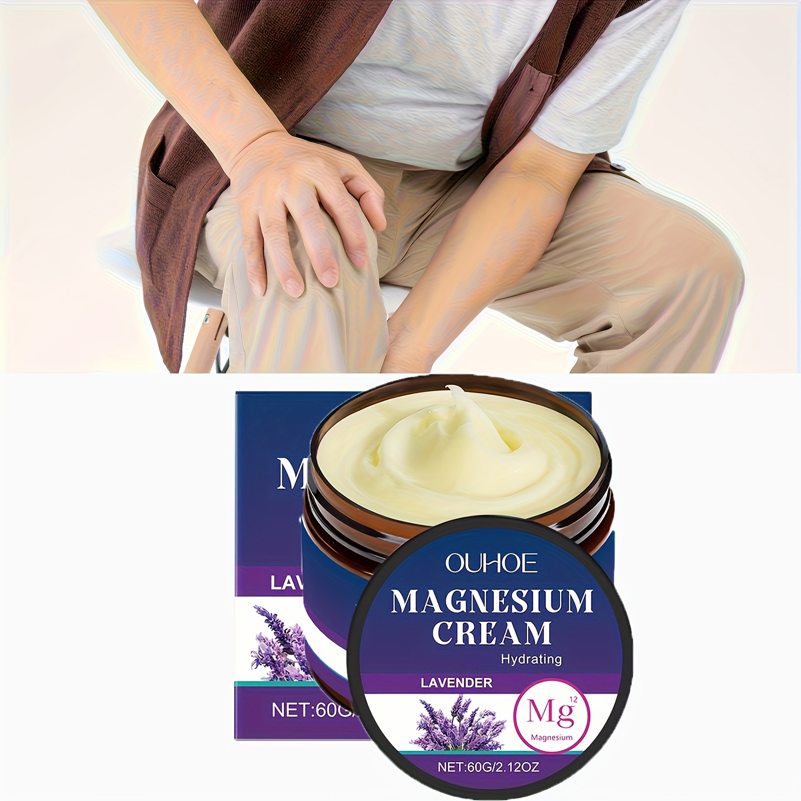 Buy 1 Get 1 Free Offer -OUHOE Magnesium Cream with Lavender Extract, Hyaluronic Acid & Muscle Moisturizing Formula - Long-Lasting Hydration for Athletes & Seniors, Fast-Absorbing & Gentle on Skin, 60G/2.12oz, Plant Squalane