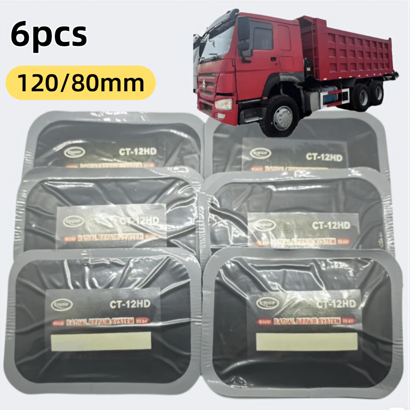 TEMU 6pcs Heavy-duty Large Rubber Tire Repair Patches Suitable For Cars, Trucks, Motorcycles - Instant , Thickened Suitable For Radial Tires, No Glue