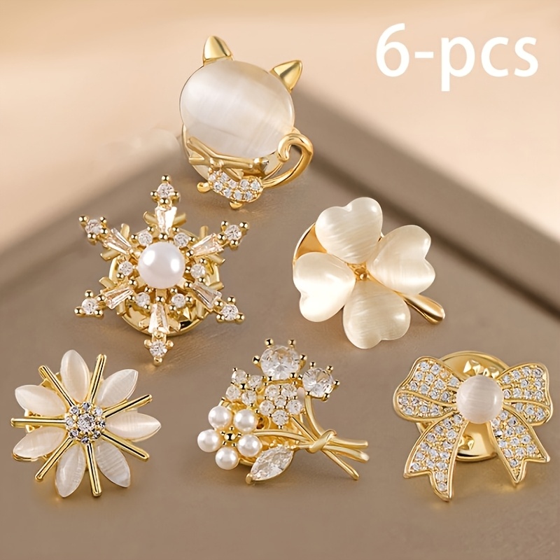TEMU set de 6 pequeños broches con botones de es versátil, con un diseño único que se perfectamente con camisas y más. Se sujetan fácilmente,