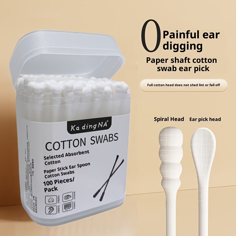 Paper Stick Swabs, Ear + Threaded Swabs (100pcs), Safe For Home Use. Double-ended, Flexible, Non-shedding, Ear Cleaning, Swabs.