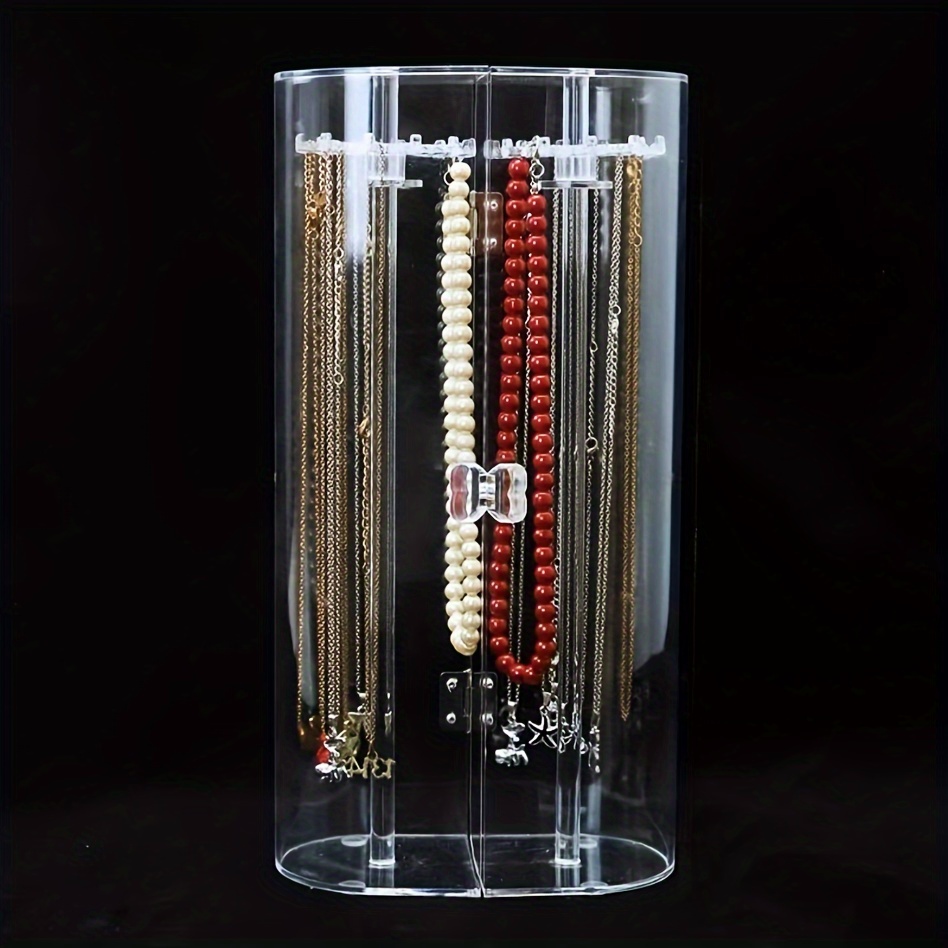 TEMU Clear Acrylic Jewelry Organizer - Dustproof Display Stand For Necklaces, Bracelets & Watches