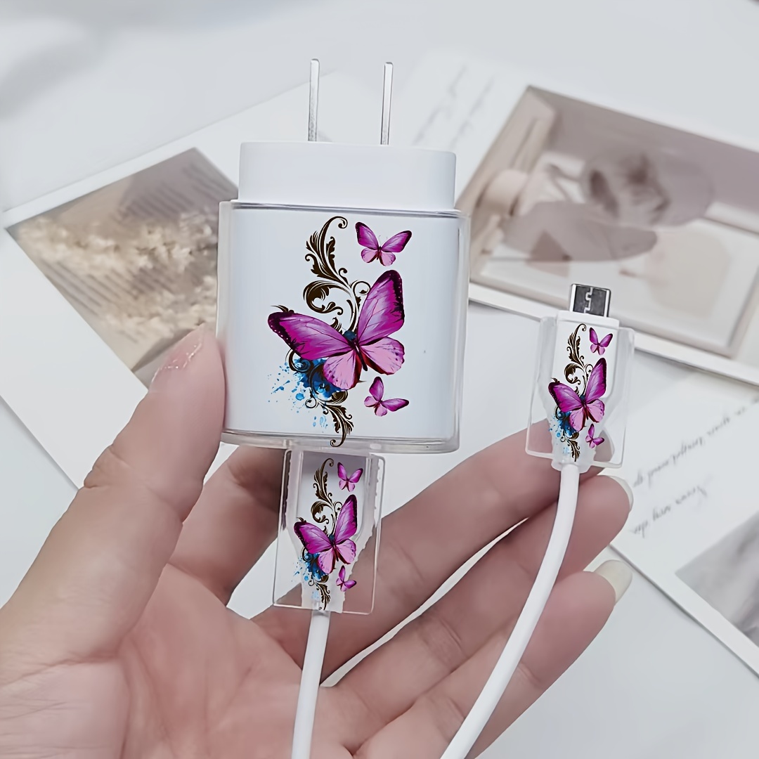 

3pcs Set Of Purple Pattern, 25w Charger For Phone Charger 25w Charger Set, , Charging . , , Charger