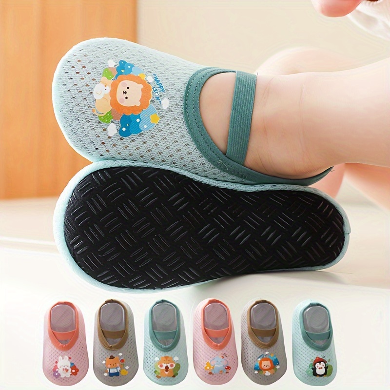 

A Pair Of Baby Girl's Adorable Cartoon Pattern Floor Socks, Comfy Breathable Casual Soft & Elastic Sock Shoes, Spring & Summer
