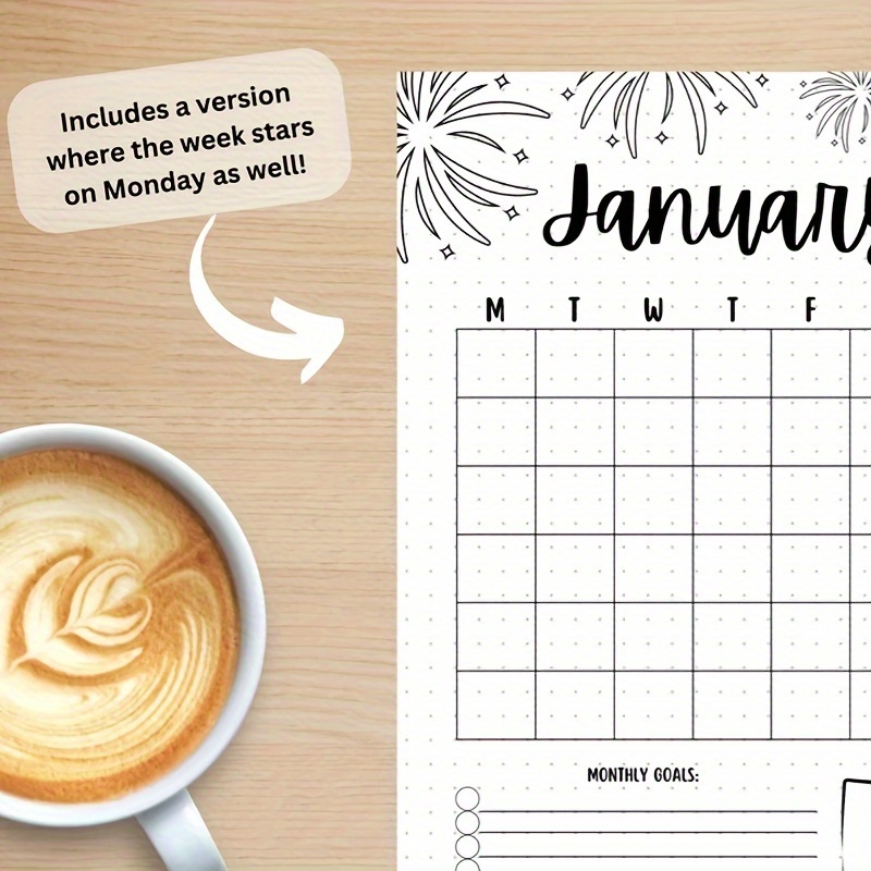 

A5 Planner Monthly Calendar Pages With Goals & Notes, 12-month Undated Planner Inserts, Handwritten Style, Printable Pdf, Instant Download, For Journaling & Scheduling Without Electricity Or Battery