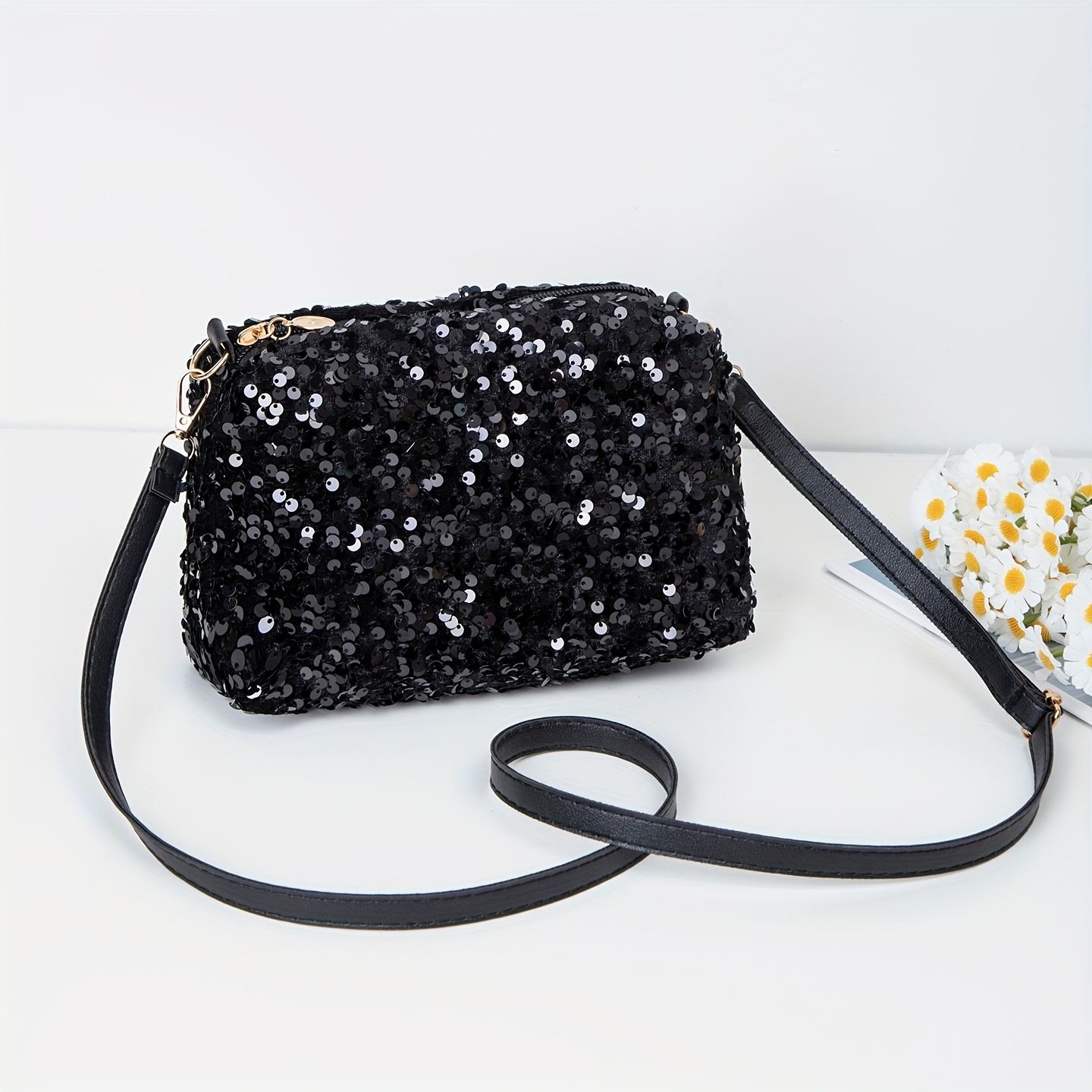 TEMU Sequin Women's Bag, Single Shoulder Crossbody Phone Bag, Outing Travel Bag