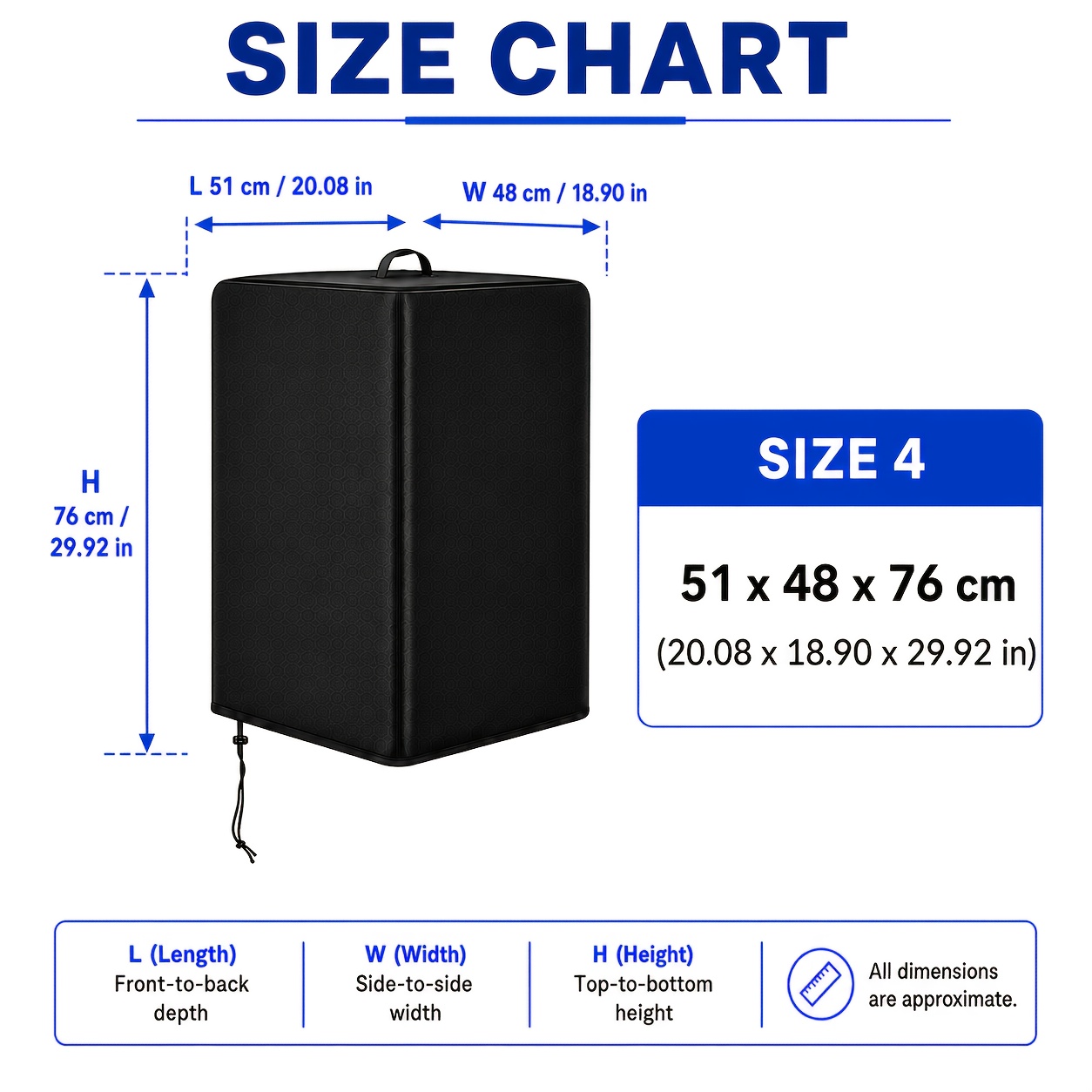 TEMU Housse de Haut-parleur de Sonorisation - 4 Tailles Disponibles (Noir), Tissu Oxford 300D Épais, Partie Inférieure avec Cordon de Serrage, pour