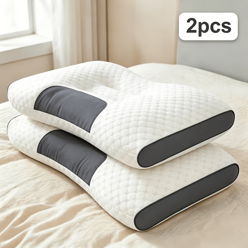 TEMU 2-pack Comfortable And Soft Thin Bed Pillows, 8cm Height Sleep Pillow For Insomniacs, Suitable For All Sleep Positions, For , White