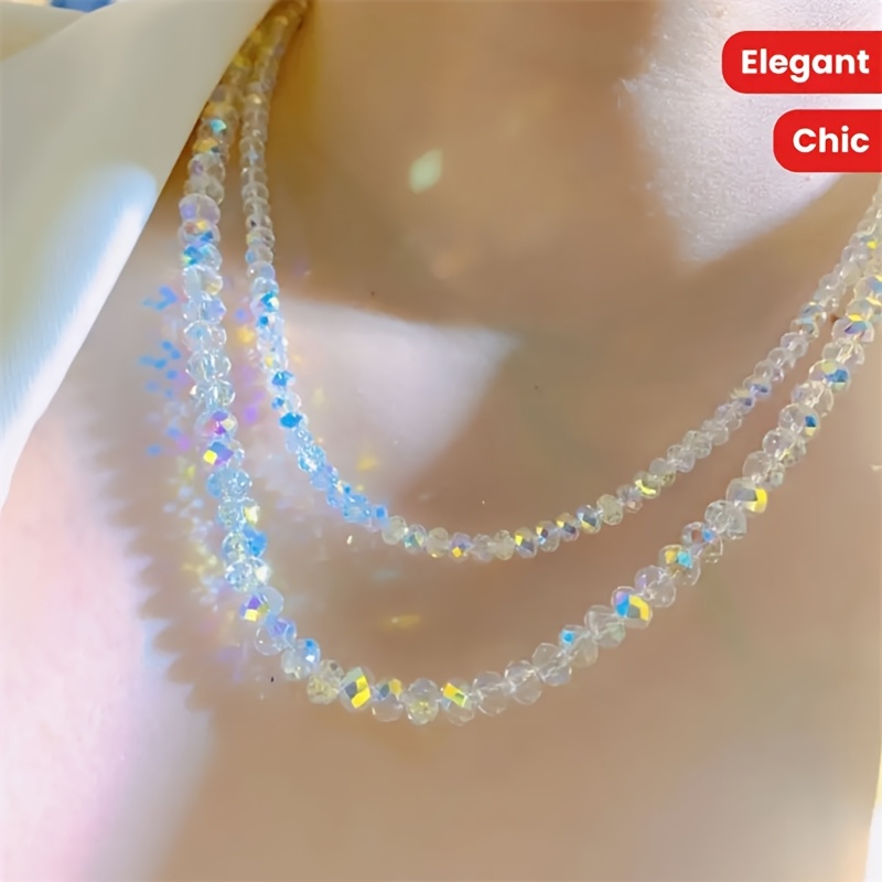 Double Layer Artificial Crystal Bead Necklace for Women