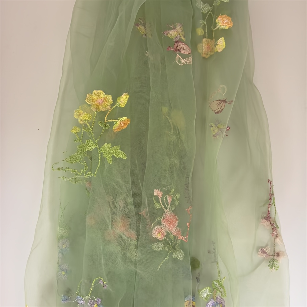 TEMU Retro Farbiger Bestickter Blumen Spitzen Tischläufer 70 x 180/300 cm, Transparenter Mesh Tüll Tischläufer, Hochzeitstischdecke, Schicke Party
