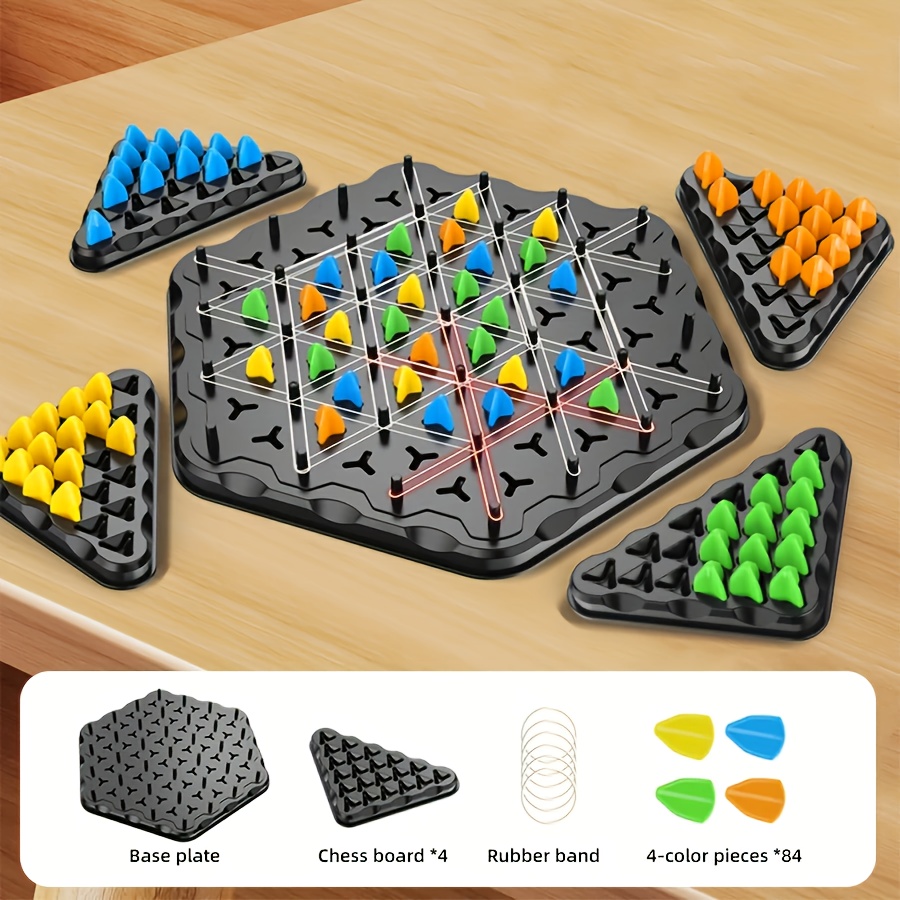 TEMU Chain Game, Board Game, Tabletop Game, Chain Chess Game, Rubber Band Game, Family Players, Party, Random Accessory Colors, Game, Gift, Chess
