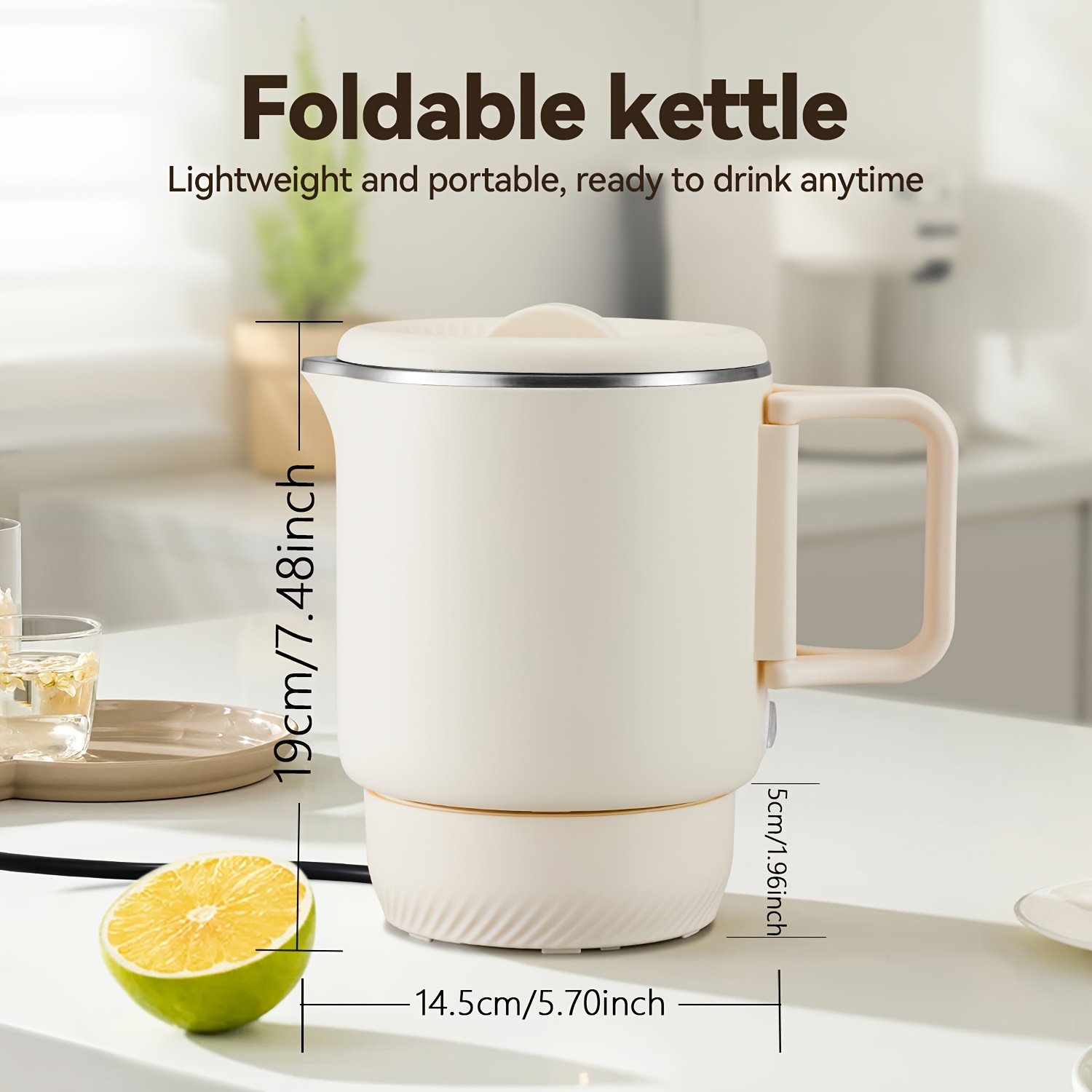 portable kettle, electric water cup, small water cup, travel  ,   temperature insulation cup for outdoor use, foldable handle, 5-minute quick heating, double-layer insulation, non scalding,   temperature adjustment details 7