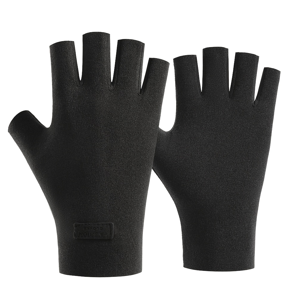 Image of Winter Women's Outdoor Fingerless Thermal Gloves, Fashionable Soft And Comfortable Sports Gloves