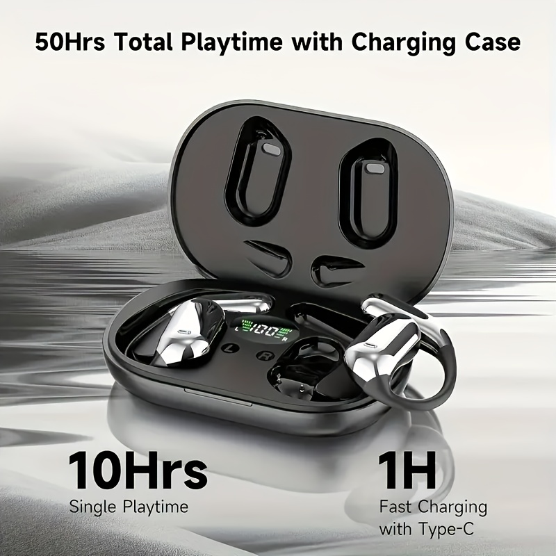 

Open Ear Wireless Headphones, 5.4 Wireless Sport Earbuds Earphones, Built-in Mic Led Display Charging Case, For ,