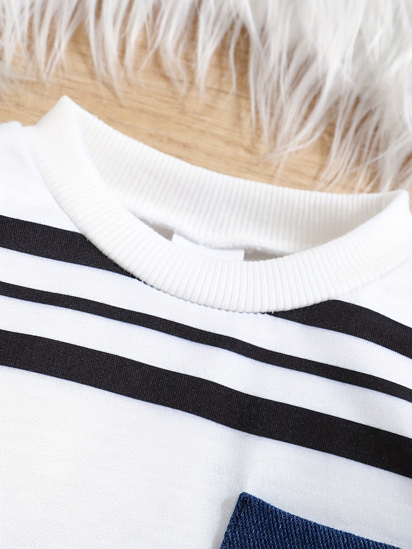 ensemble de pièces pour bébé garçon, haut à manches longues à rayures + pantalon en denim, pour lextérieur Détails du produit 2