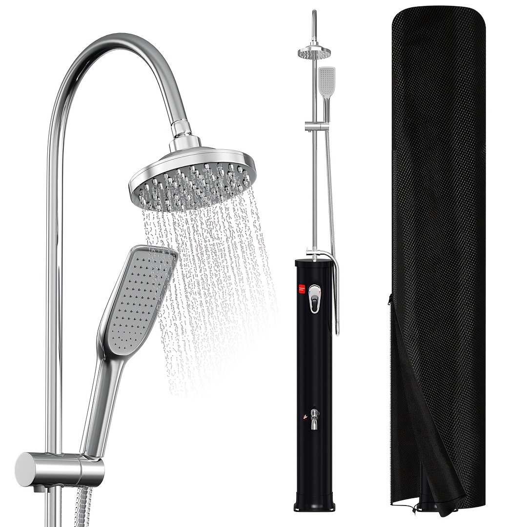 Image of 2-in-1 Handheld Shower And Rain Shower Head Adjustable 214cm High Curved Solar Shower For House Portable Solar Shower With Hot Water 20l With Protective Cover And Drain Plug