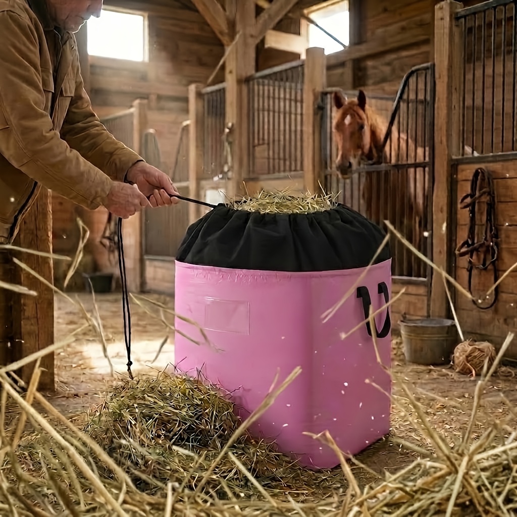 TEMU 1pc 155 20.08 X 15.35 X 27.56 Inches Large Capacity Hay Bag, For Feeding And Transporting And Storing Hay, With Drawstring Closure And Thickened