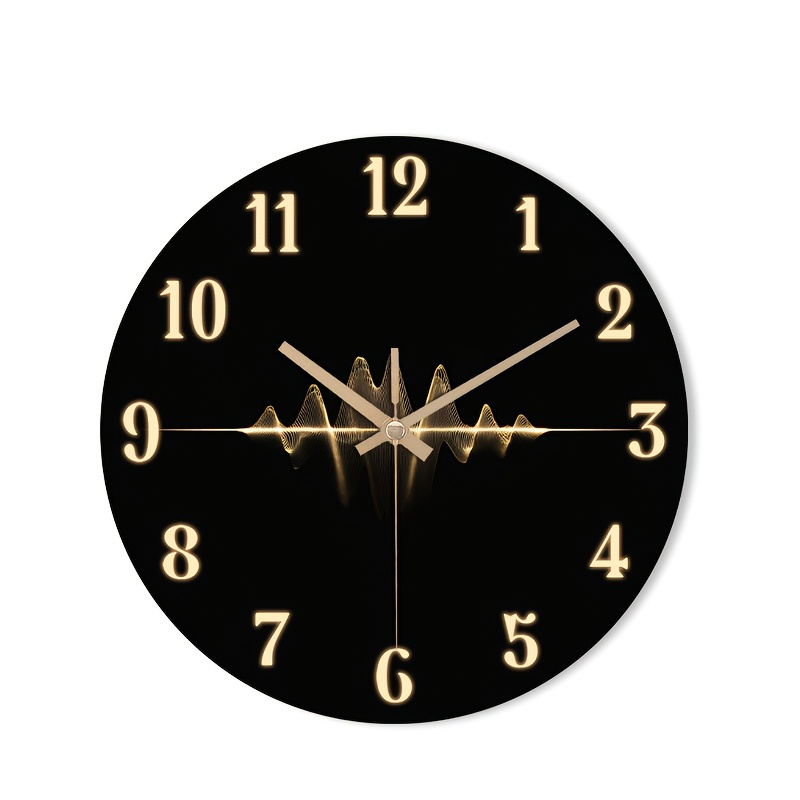 E-shop 1 Stück Leise Wanduhr Nicht , Holz, Dekorative Runde Uhr mit HD Glanzlaminierung, Abstraktes Leuchtendes -Design für Flur, Küche, Homeoffice,