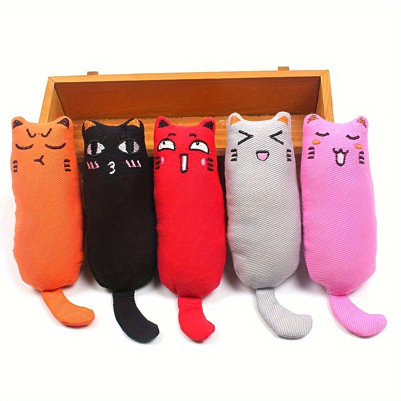 

5pcs/set Pet Cat Toys Cotton Fabric, Teething Wearable Cute Cat Mouse Toy With Catnip Inside