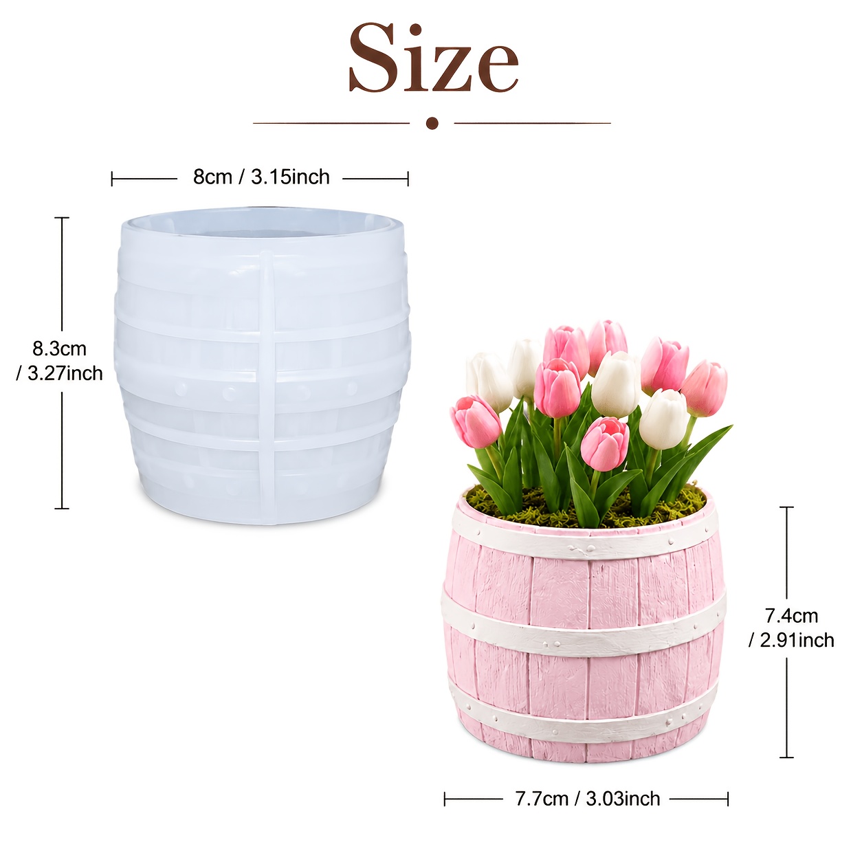 TEMU Resin Casting Molds, Cylindrical Silicone Craft Mold With Wood Grain Texture – Farmhouse Style, Design With Three-rivet Banding, Suitable For