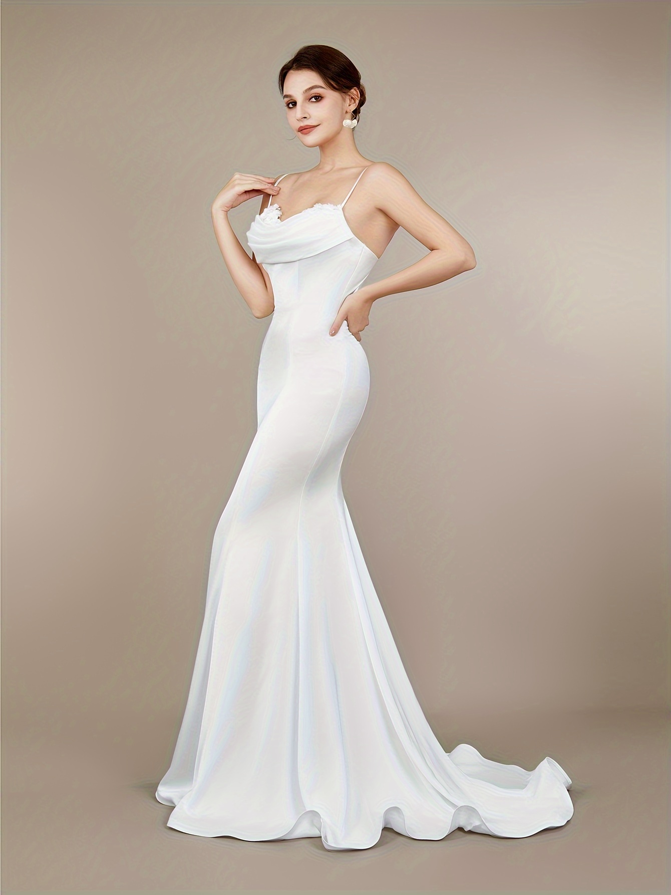 solid sweetheart neck draped cami dress elegant bodycon - Temu Philippines