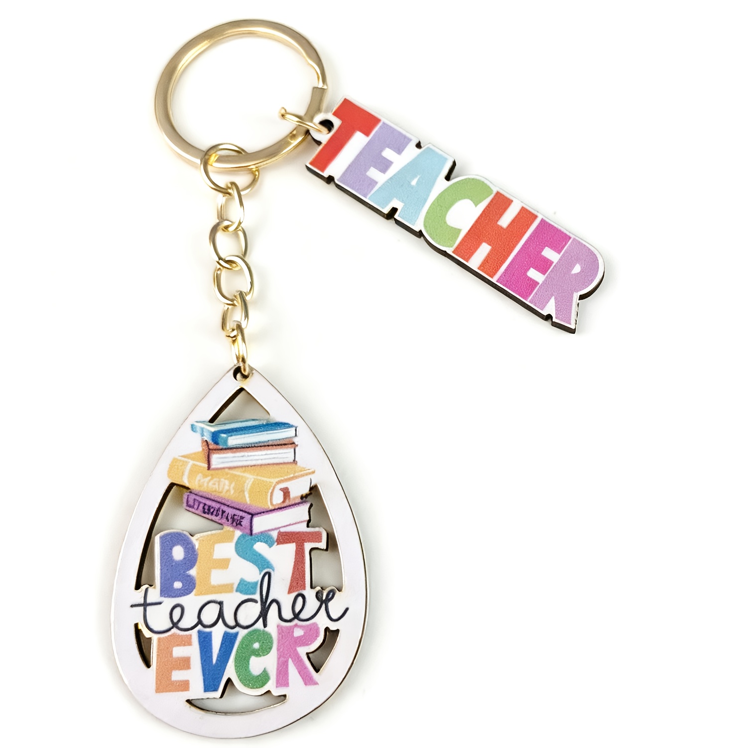 1pc Best Teacher Theme Keychain Rainbow Text Combined With A Is Exquisite. Warm And Send A Thank-you Gift To Bag Additions, Key Chain Gift For Teachers On Teacher's Day And Birthdays