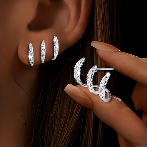 1 pair womens fashion inlaid banquet gathering easy design earrings jewelry accessory