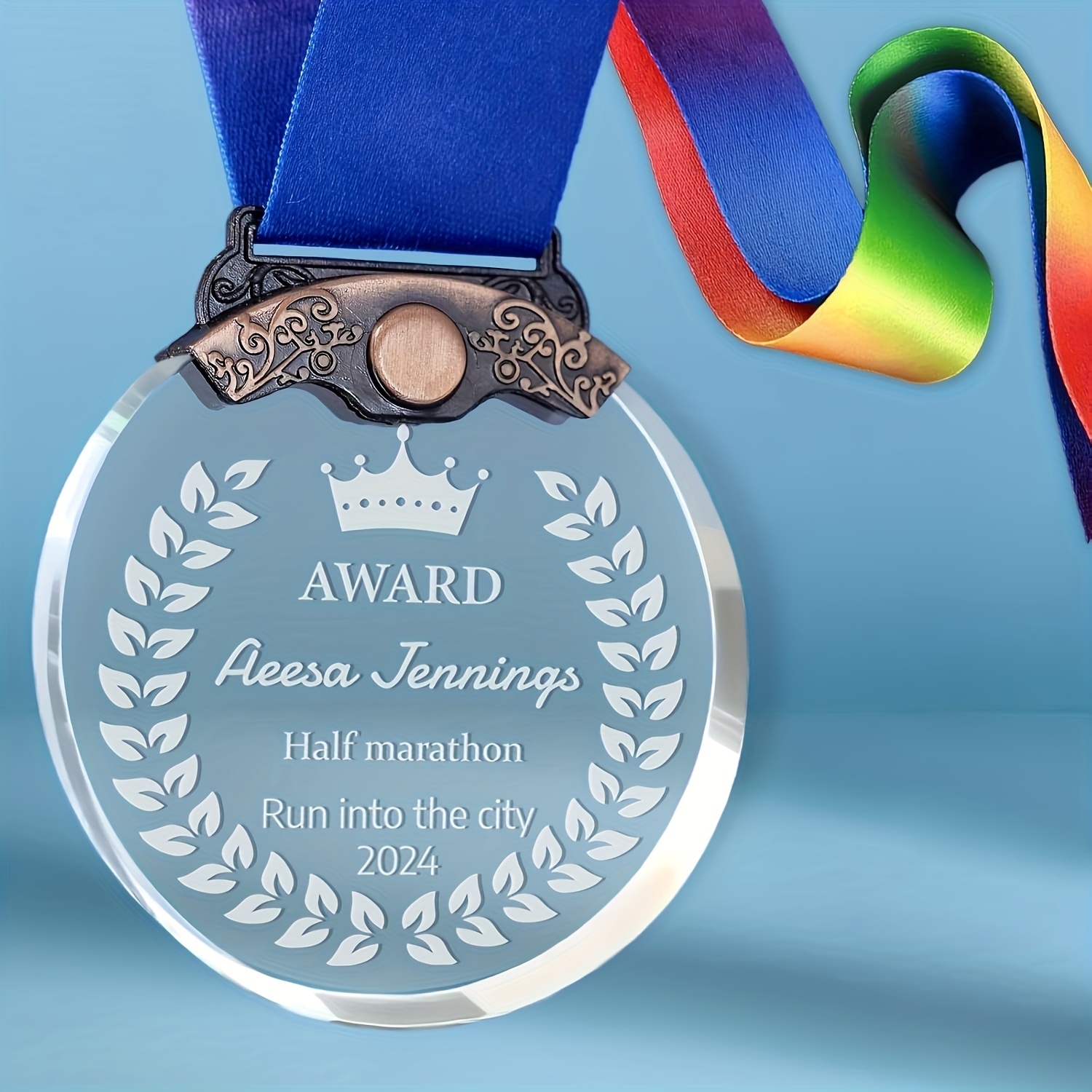 TEMU 1pc Personalized Custom Crystal Medal, Alloy Golden Silvery Bronze Metal Pendant, Diy First, Second, Third Mvp Winner, Diy Logo First Silvery