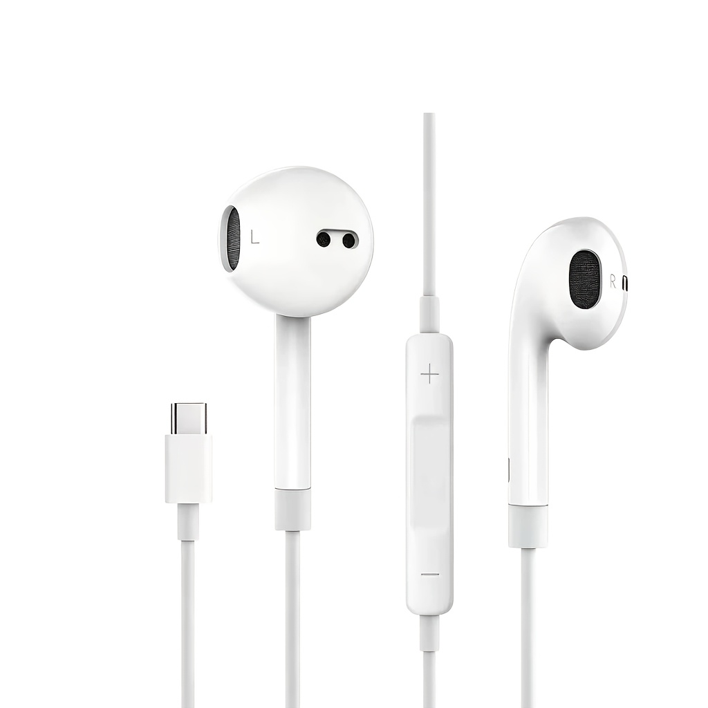 TEMU Type-c Semi-in-ear Wired Earphones, Compatible With Iphone 15/16/17/18 Pro/pro Max And All Type-c Android Devices. Delivers High-resolution With