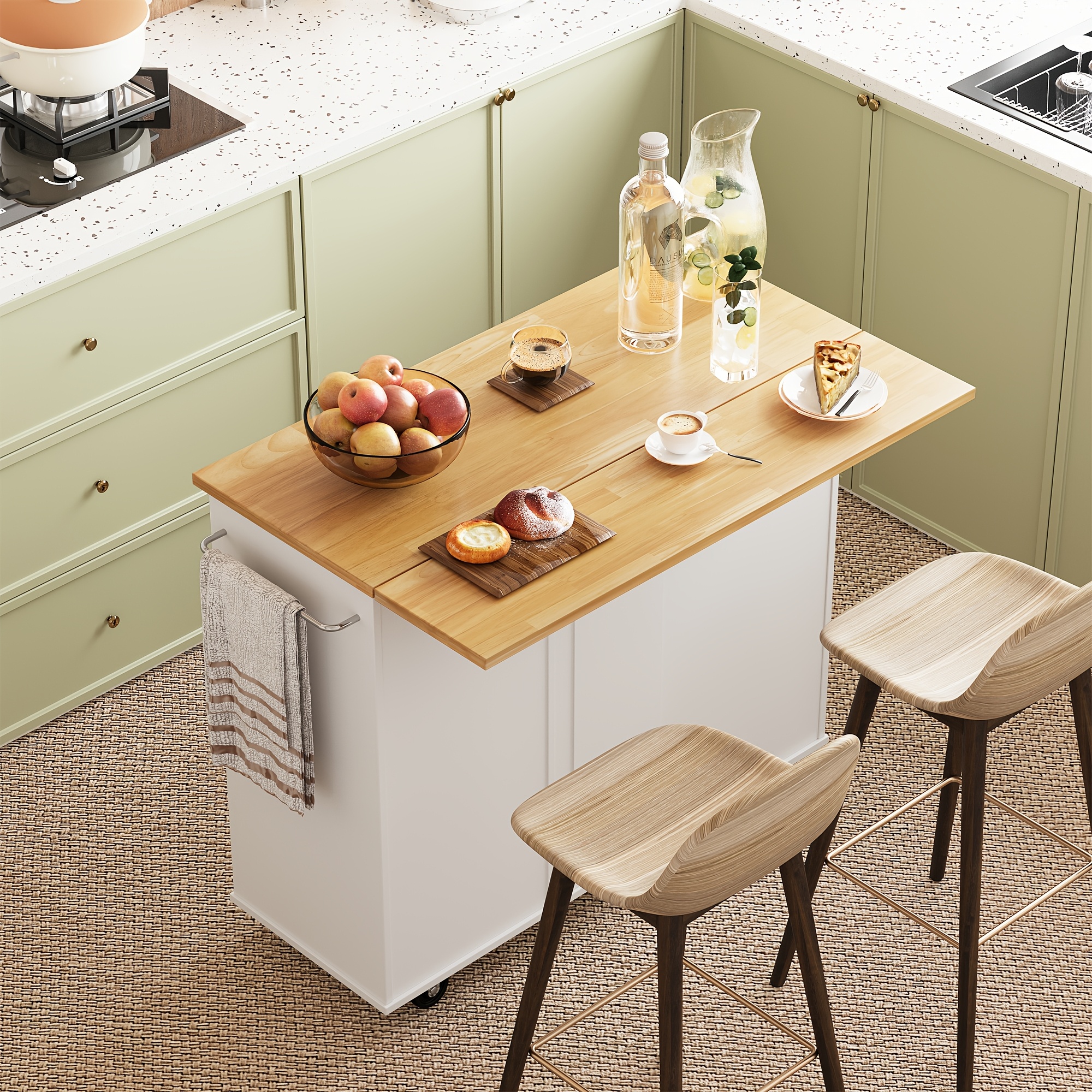 40 inch kitchen island cart   furniture piece on wheels   serving in   featuring drawers and  