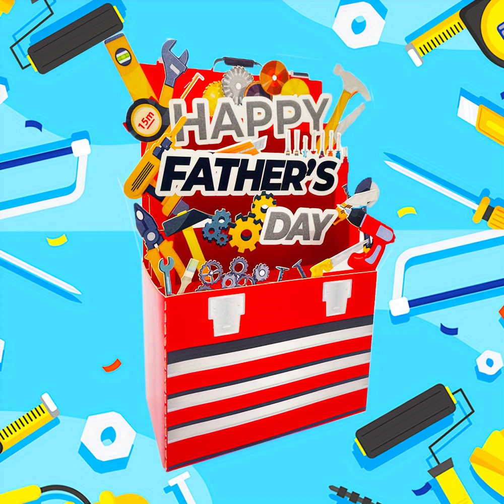 

Father's Day 3d Pop-up Greeting Card - Cartoon Patterned Happy Father's Day Gift For Dad, Stepdad, Grandpa, Brother, Husband - Handmade Paper Carved With Envelope And Note Card - 1 Pc
