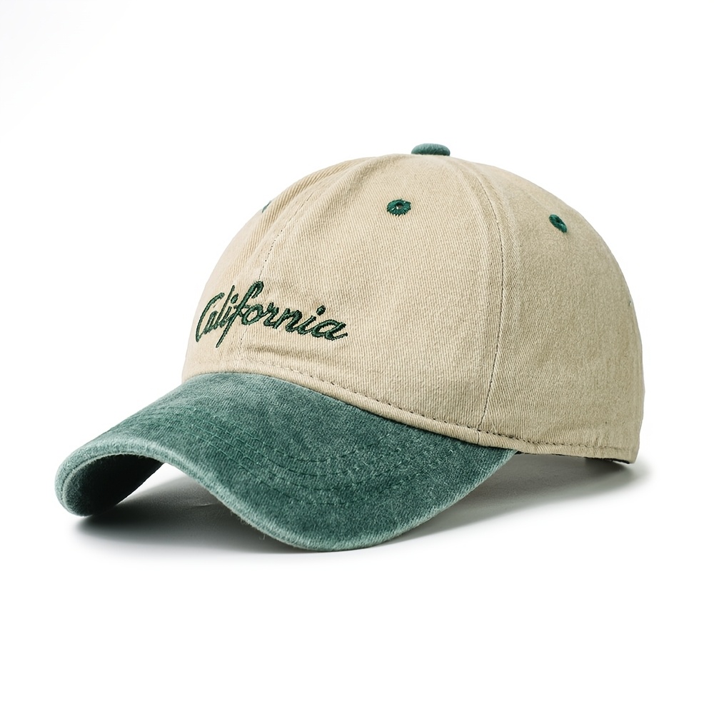 TEMU 1pc Men's Vintage Baseball Cap, Washed End & California Lettering, Adjustable Strap, Retro Aesthetic, Ideal For Outdoor Activities & Urban