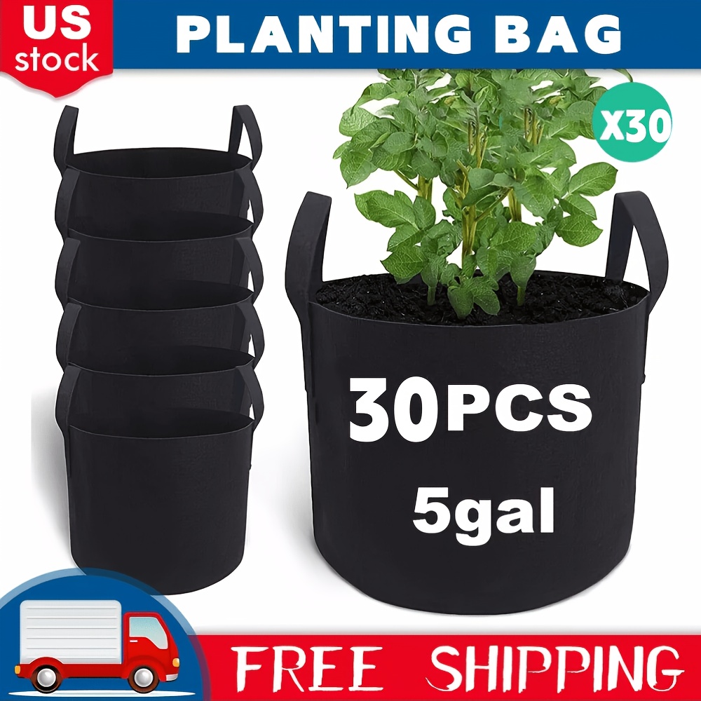30 pack plant grow bags 5 gallon with handles aeration nonwoven fabric lightweightgardening pots for vegetables flowers potatoes tomatoes fruits indoor outdoor use indoor gardening vegetable growing portable planters