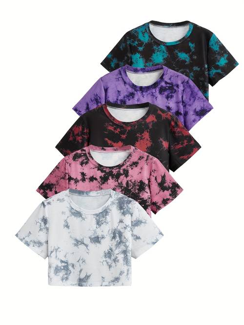 item picture womens tie dye short loose casual sports t shirt five pack
