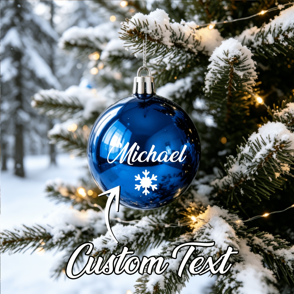 TEMU 1pc Custom Christmas Ornament, Personalized Christmas Gift, Family Christmas Decorative Ball With Snowflakes, Custom Name Christmas Decorative