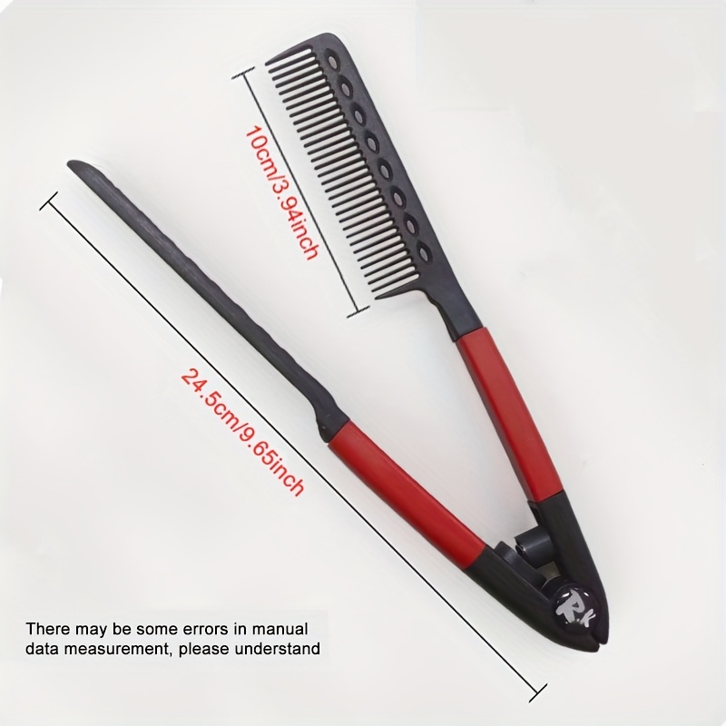 TEMU Straightening Comb Salon Hair Brush Combs Hairdressing Styling Hair Straightener V-shaped Straight Comb Straightener Easy Comb