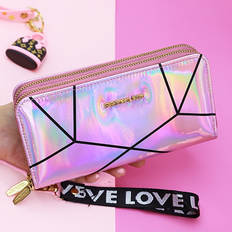 Holographic Wallet For Women, Cluthes Purses, Patent Pu Coin Purse, Multiple Card Slots