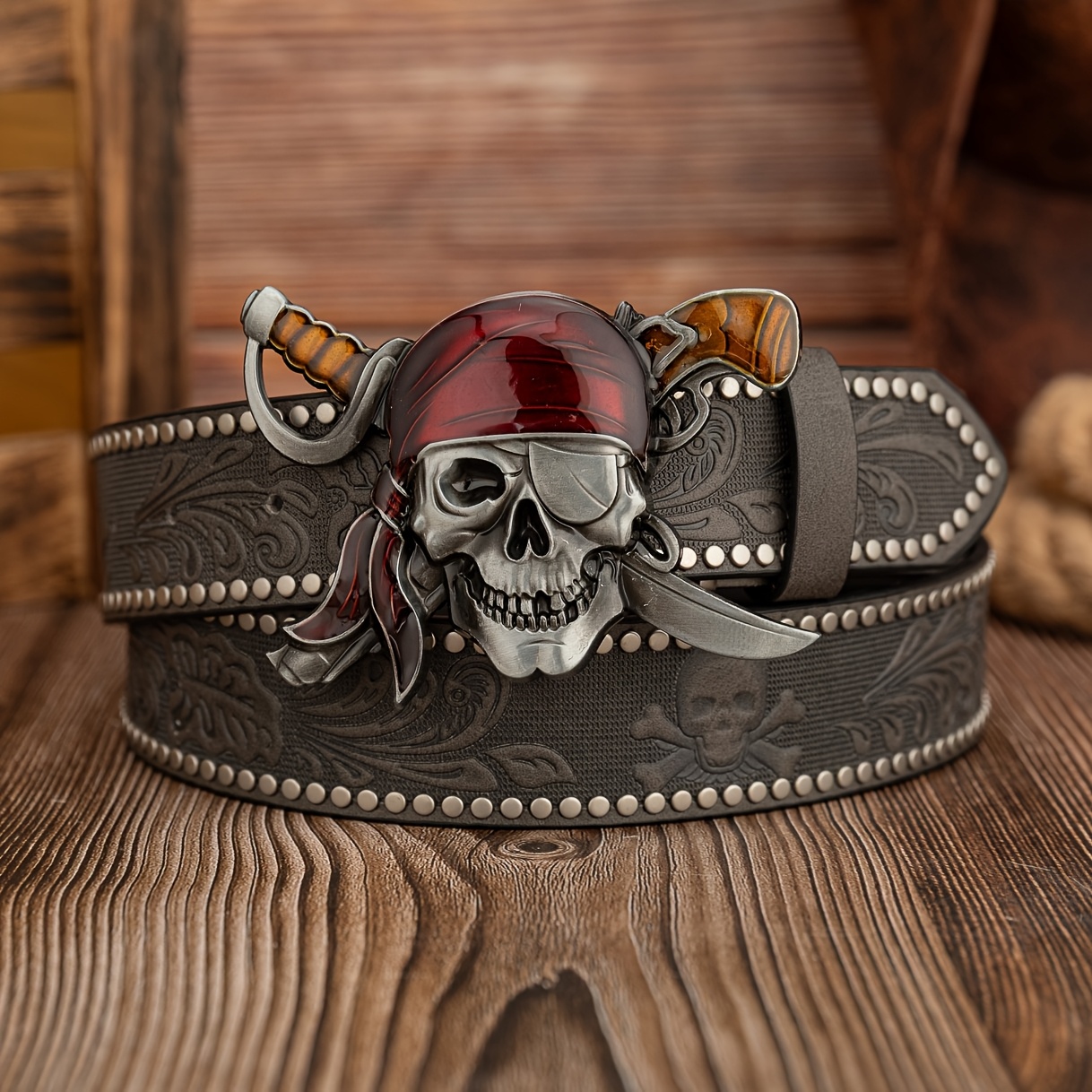 小物 vintage many skull design leather belt Vintage Skull Design Leather Belt vintage many skull design