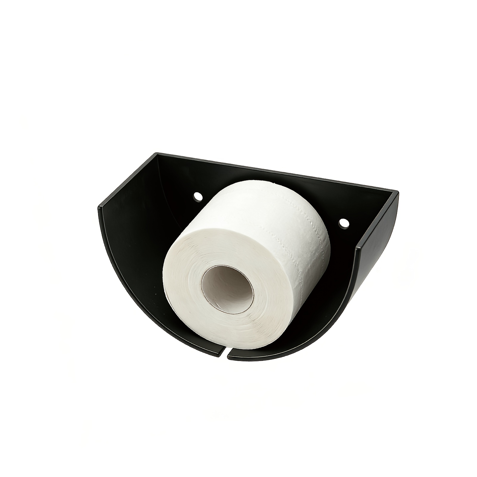 TEMU 1pc Wall-mounted Tissue Holder Compatible For Bathroom & Toilet Paper Organizer - Space-saving With Brushed, Modern Curved Roll Holder,
