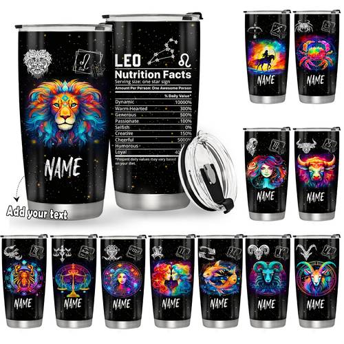 1pc 20oz personalized zodiac tumbler stainless steel vacuum insulated coffee mug with constellation design perfect valentines day gift for women men bpa free dishwasher safe ideal for anniversaries christmas mother s day father s day insulated travel mug vibrant illustrations bpafree material coffee travel mug