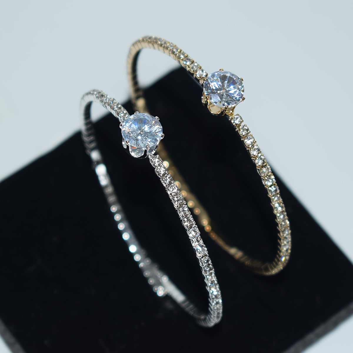 Elegant Cubic Zirconia Bracelet, Silvery-Plated